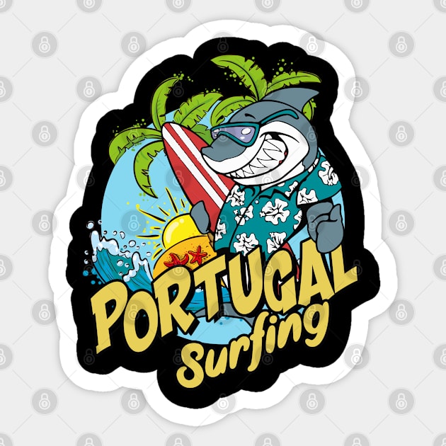 Portugal surfing shark Sticker by SerenityByAlex